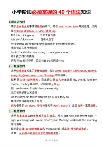 小升初英语【小学阶段必须掌握的40个语法知识】-大设天下