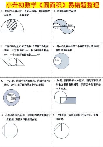小升初数学（圆面积）易错题整理-大设天下