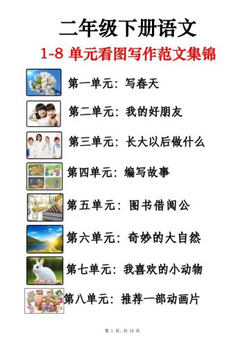 二下语文1-8单元看图写话范文集锦13篇（15页）-大设天下