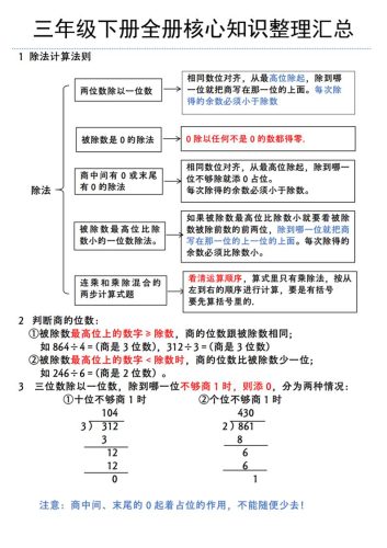 三年级下册数学全册核心知识整理汇总（北师大版）-大设天下