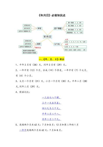 三下数学年月日必背知识点整理-大设天下