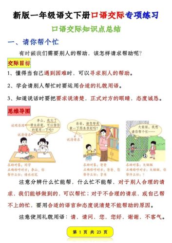 新一下语文口语交际专项练习（23页）-大设天下