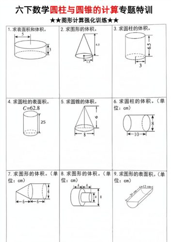 六年级下数学圆柱和圆锥计算专题特训-大设天下