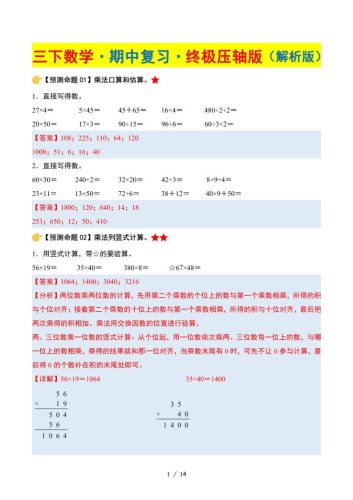 三下数学期中复习·终极压轴版（解析版）苏教版14页-大设天下