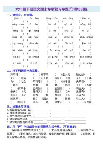 六年级下册语文期末专项复习专题-大设天下