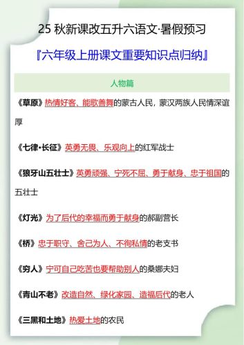 【2025秋新版】六年级语文上册课文重要知识点归纳-大设天下