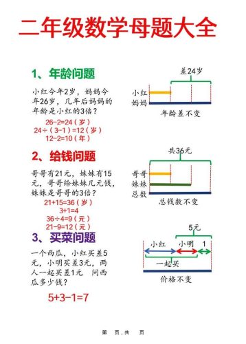 二年级上数学母题大全+必做奥数思维题9套（含答案25页）-大设天下