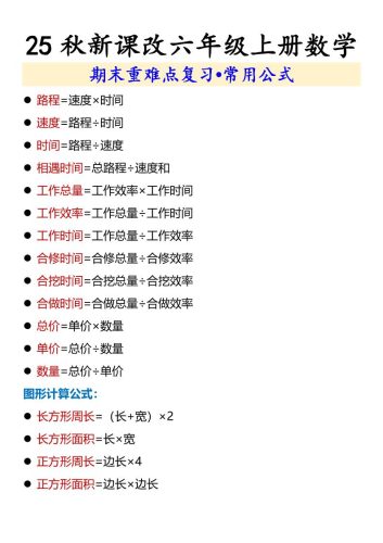 【2025秋新版】六年级上册数学期末重难点复习•常用公式-大设天下
