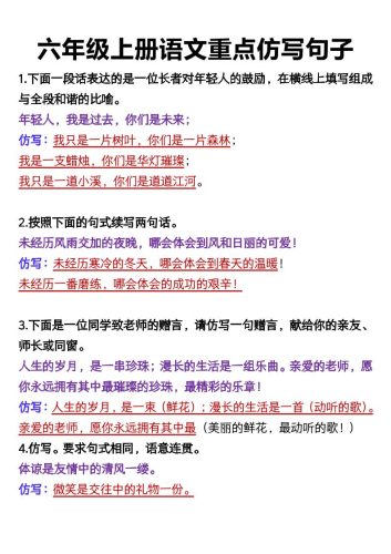 六上语文重点仿写句子9页-大设天下