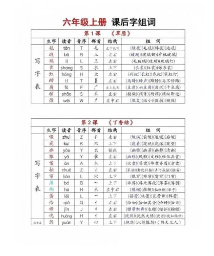 六年级上册语文《生字组词课课贴》（25秋）-大设天下