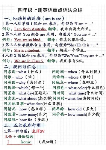 四年级上人教PEP版英语重点语法总结-大设天下