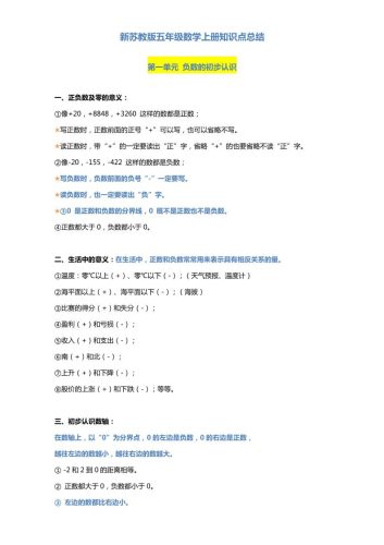 五上苏教版数学知识点汇总预习-大设天下