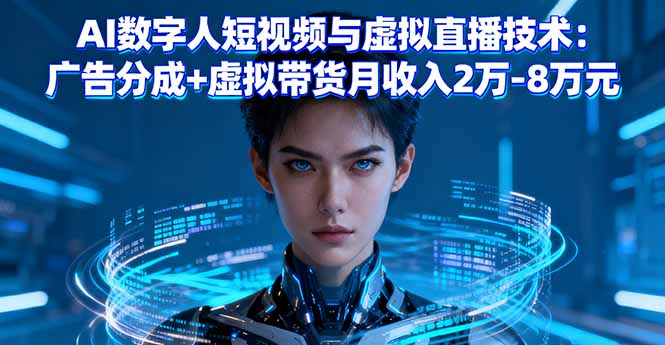 AI数字人短视频与虚拟直播技术：广告分成+虚拟带货月收入2万-8万元-大设天下