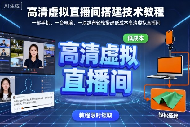 高清虚拟直播间搭建技术教程，一部手机、一台电脑、一块绿布轻松搭建低成本高清虚拟直播间-大设天下