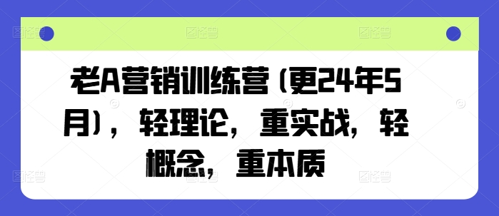 老A营销训练营(更25年10月)，轻理论，重实战，轻概念，重本质-大设天下