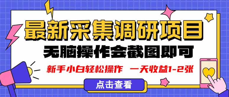新版采集调研项目，截图上传即可，无脑操作，日收益1-2张-大设天下