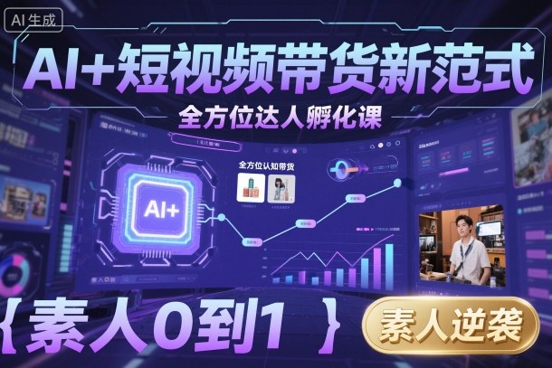 AI+短视频带货新范式全方位达人孵化课，素人也可以从0到1，全方位认知短视频带货-大设天下