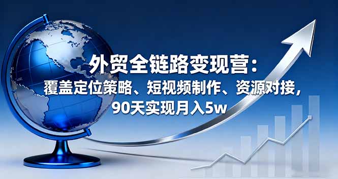 外贸全链路变现营：覆盖定位策略、短视频制作、资源对接，90天实现月入5w-大设天下