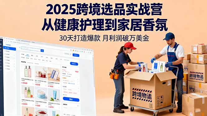 2025跨境选品实战营：从健康护理到家居香氛，30天打造爆款,月利润破万美金-大设天下