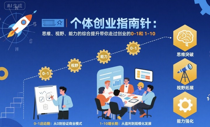 个体创业指南针，思维、视野、能力的综合提升带你走过创业的0-1和1-10【音频】-大设天下