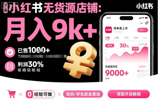 小红书无货源店铺项目，简单易上手，月入9k+，保姆级教程-大设天下