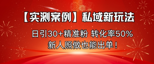 【实测案例】私域新玩法，日引30+精准粉，转化率50%，新人照做也能出单！-大设天下