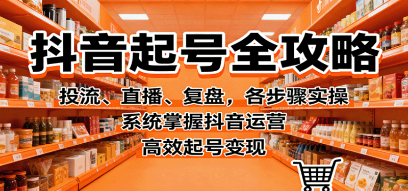 抖音起号全攻略，投流、直播、复盘，各步骤实操，系统掌握抖音运营，高效起号变现-大设天下