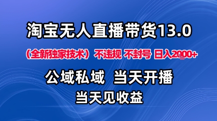 淘宝无人直播13.0，公域私域技术，不封号，不违规布局下半年旺季赛道，日入1K+(独家技术)【揭秘】-大设天下