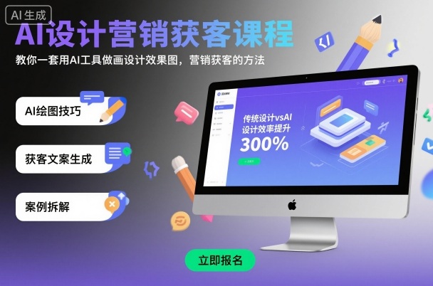 AI设计营销获客课程，教你一套用AI工具做画设计效果图，营销获客的方法-大设天下