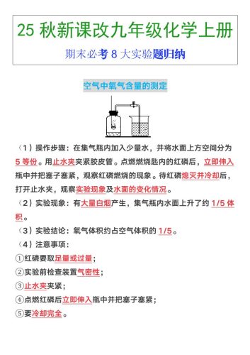 【2025秋新版】九年级上册化学期末必考8大实验题归纳-大设天下