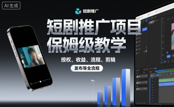 短剧推广项目保姆级教学，授权、收益、流程、剪辑，发布等全流程-大设天下