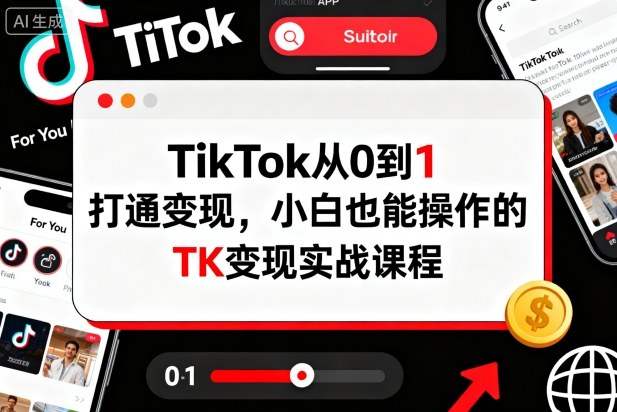 TikTok从0到1打通变现，小白也能操作的TK变现实战课程-大设天下