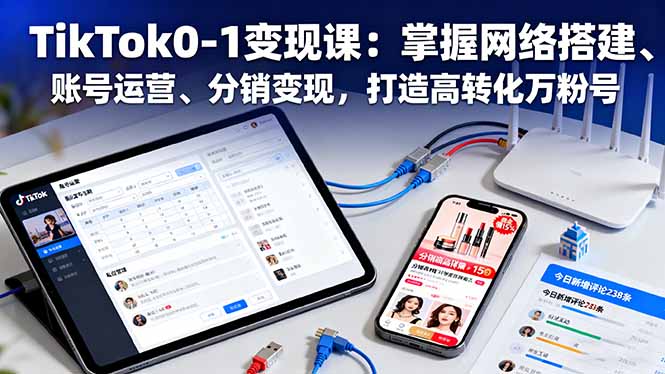 TikTok0-1变现课：掌握网络搭建、账号运营、分销变现，打造高转化万粉号-大设天下
