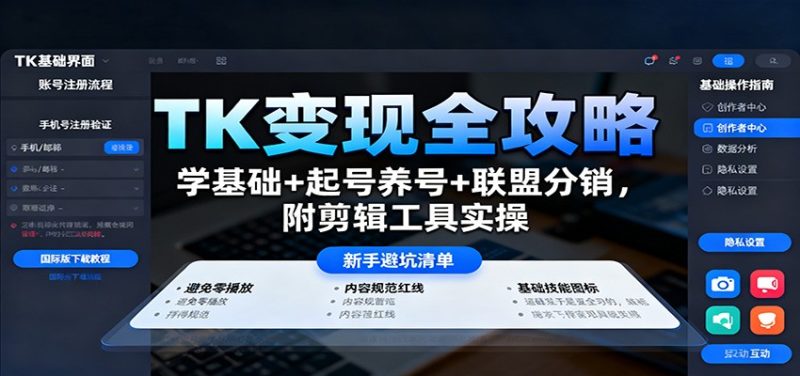 TK变现全攻略：学基础+起号养号+联盟分销，附剪辑工具实操-大设天下