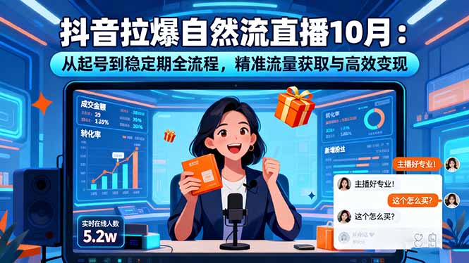 抖音拉爆自然流直播10月：从起号到稳定期全流程，精准流量获取与高效变现-大设天下