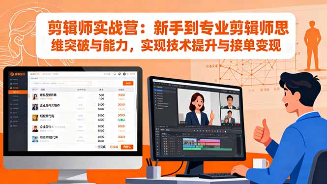 剪辑师实战营：新手到专业剪辑师思维突破与能力，实现技术提升与接单变现-大设天下