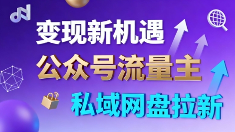 公众号流量主+私域网盘拉新，多方式变现，简单易上手，当天就有收益-大设天下