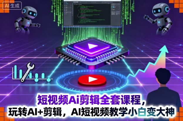 短视频Ai剪辑全套课程，玩转AI+剪辑，AI短视频教学小白变大神-大设天下