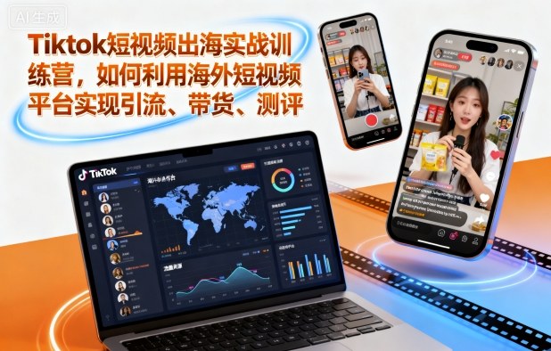 Tiktok短视频出海实战训练营，如何利用海外短视频平台实现引流、带货、测评-大设天下