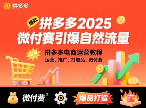 拼多多2025微付费引爆自然流量，拼多多电商运营教程，运营、推广、打爆品、微付费(更新)-大设天下