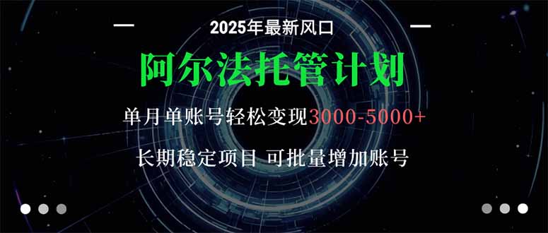 阿尔法托管计划 单账号月入3000-5000，长期稳定项目，新手小白轻松上手。-大设天下