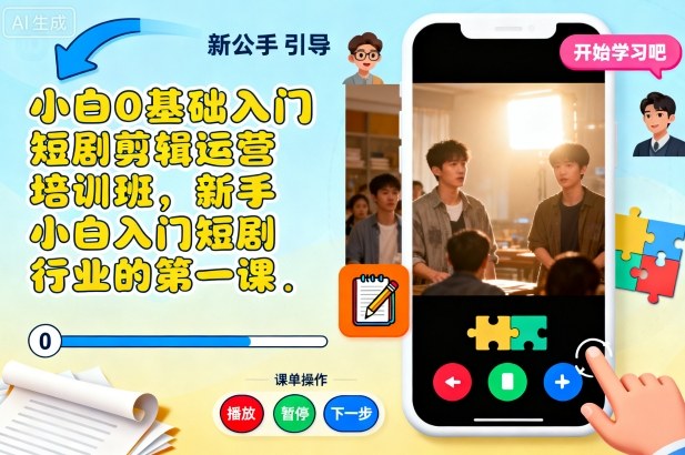 小白0基础入门短剧剪辑运营培训班，新手小白入门短剧行业的第一课-大设天下