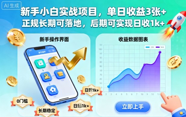 新手小白实战项目，单日收益3张+，正规长期可落地，后期可实现日收1k+【揭秘】-大设天下