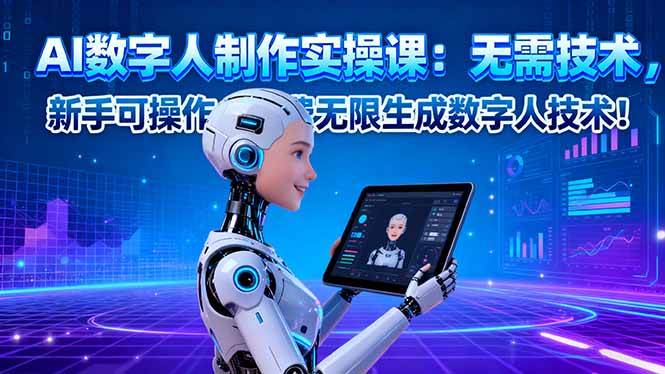 AI数字人制作实操课：无需技术，新手可操作，免费无限生成数字人技术！-大设天下