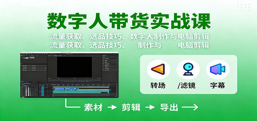 图片[1]-数字人变现实战课：流量获取、选品技巧、数字人制作与电脑剪辑-大设天下