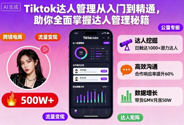 Tiktok达人管理从入门到精通，助你全面掌握达人管理秘籍-大设天下