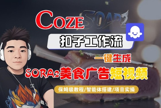 Coze扣子智能体工作流一键生成“SORA2美食广告“短视频，全流程保姆级教学-大设天下