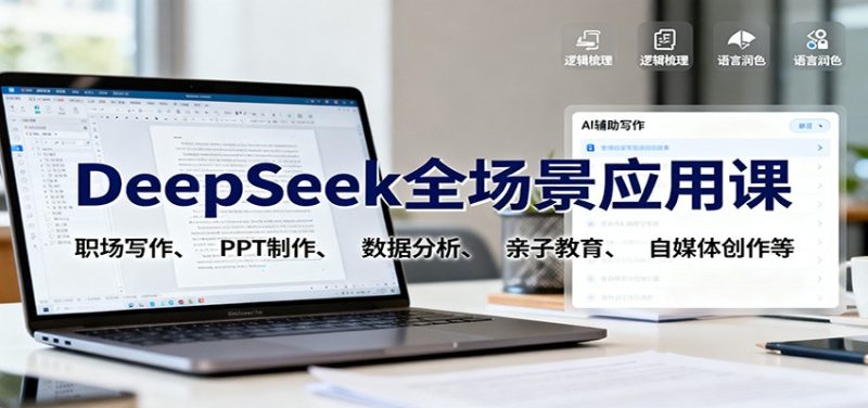 DeepSeek全场景应用课：职场写作、 PPT制作、数据分析、亲子教育、自媒体创作等-大设天下