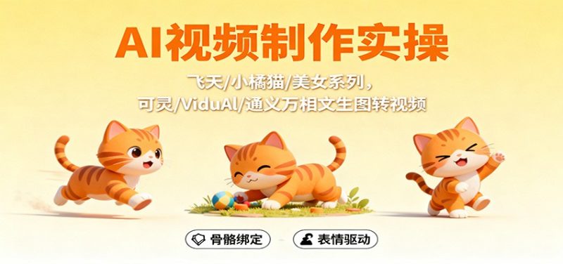 AI视频制作实操，飞天/小橘猫/美女系列，可灵/ViduAl/通义万相文生图转视频-大设天下