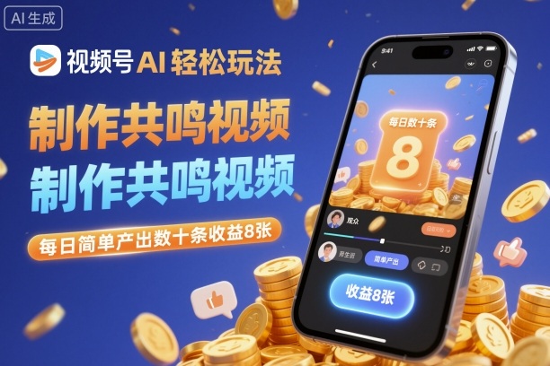 视频号AI轻松玩法，制作共鸣视频，每日简单产出数十条收益8张-大设天下